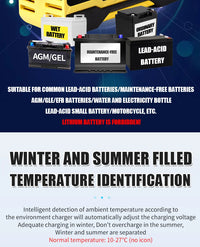 12V-24V 7-stage smart Car Battery-Charger Full Automatic 10A Digital Car Battery Charger  Pulse Repair for AGM GEL WET Lead Acid