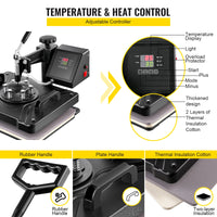 SucceBuy Combo Heat Press Machine 5/6/8 in 1 30*38CM 38*38CM Muntifunctional Sublimation Printer Transfer Mug Hat Plate T-Shirt