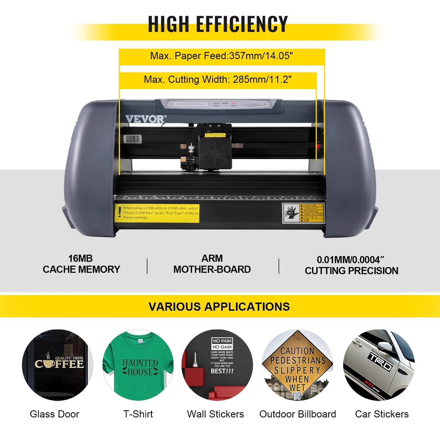 SucceBuy Vinyl Cutter Machine Computer Windows Software 3 Blades Pen Holder 14Inch 375MM Max Paper Feed Printer Cutting Plotter