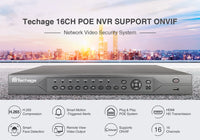 Techage H.265 16CH 4K 8MP 5MP 4MP 2MP POE NVR P2P Remote View Network POE NVR for IP Camera Surveillance CCTV Set Onvif