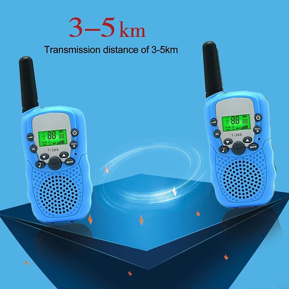 2Pcs Rt-388 Kids Walkie Talkies 0.5W LCD Display Portable Child Electronic Radio Voice Interphone Outdoor Toy Christmas Gift