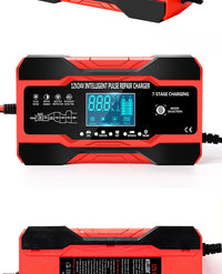 12V-24V 7-stage smart Car Battery-Charger Full Automatic 10A Digital Car Battery Charger  Pulse Repair for AGM GEL WET Lead Acid