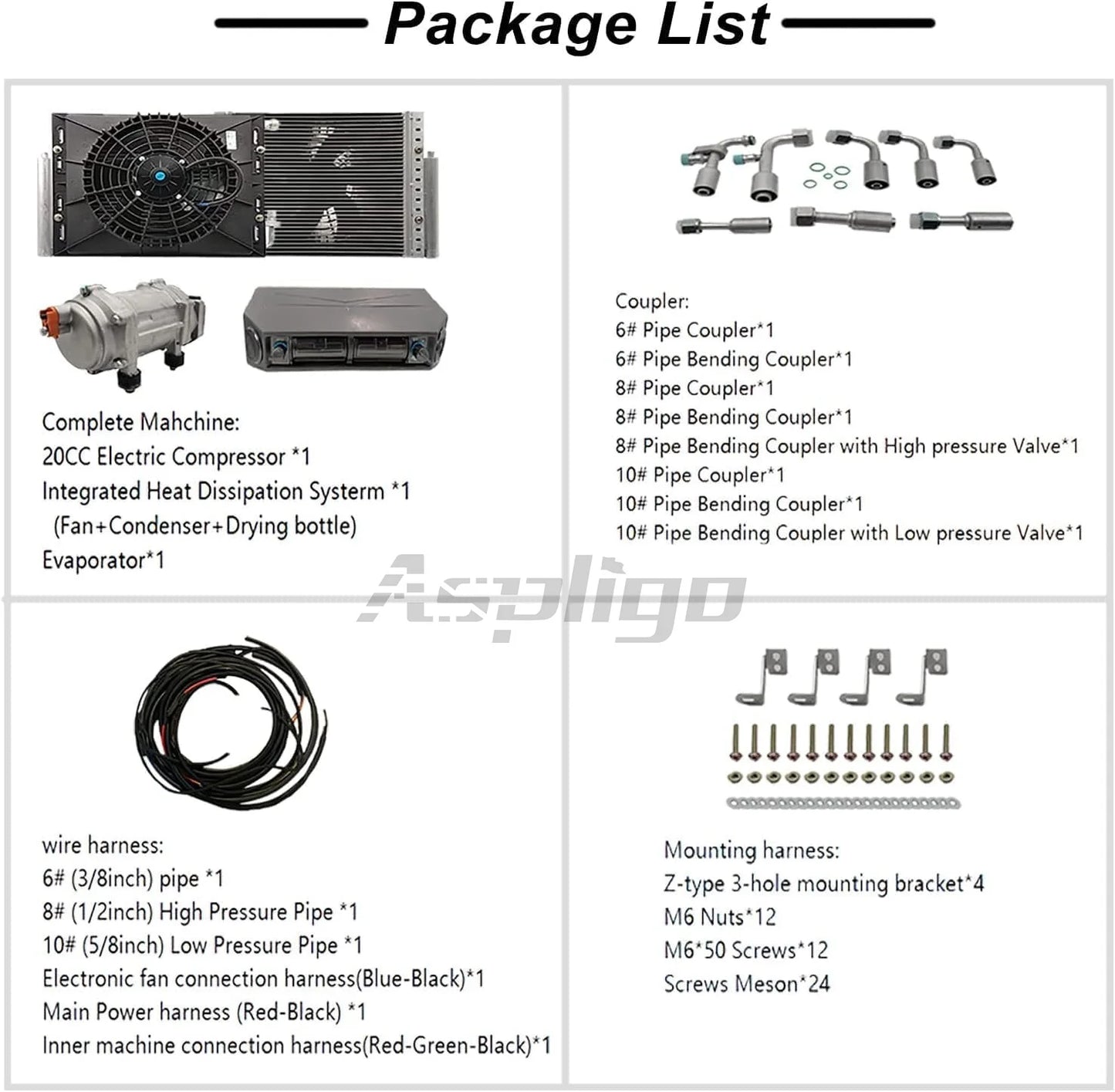 Aspligo Car Electric Air Conditioner 12v 24v Heat and Cool Universal Truck Bus Camper Van Compressor Underdash Air Conditioning