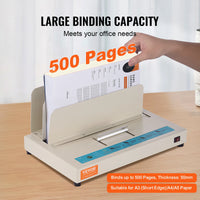 VEVOR Thermal Binding Machine 500 Sheets 50mm Binding Thickness A3(Short Edge)/A4/A5 Document with Infrared Optical Detection