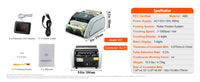 VEVOR 1000 Pcs/Min Money Counter Business Cash Register Euros Bills Fake Banknote Detector by UV and MG Function for Banks Shops