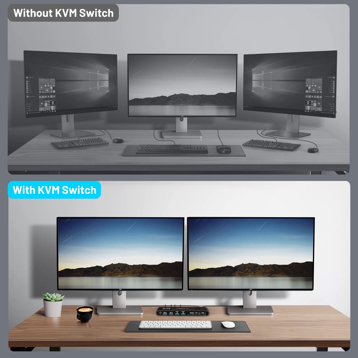 KVM-HDMI2.0b KVM USB3.0 2x2 matrix 4K/60HZ with hotkeys/expansion, powered, black.