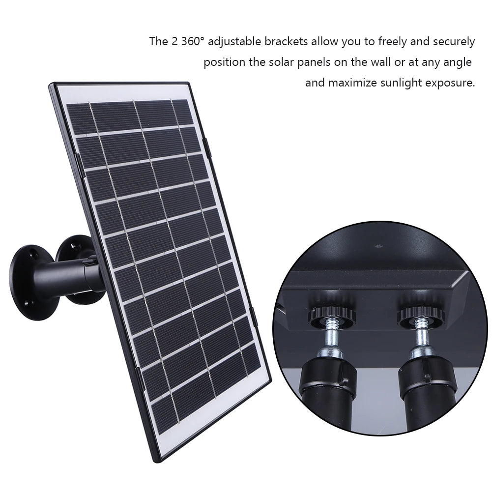 30W Solar Panel for Security Camera Micro USB/USB-C/DC5521 360°Adjustable Mount IP65 Waterproof for EufyCam/Wyze Cam