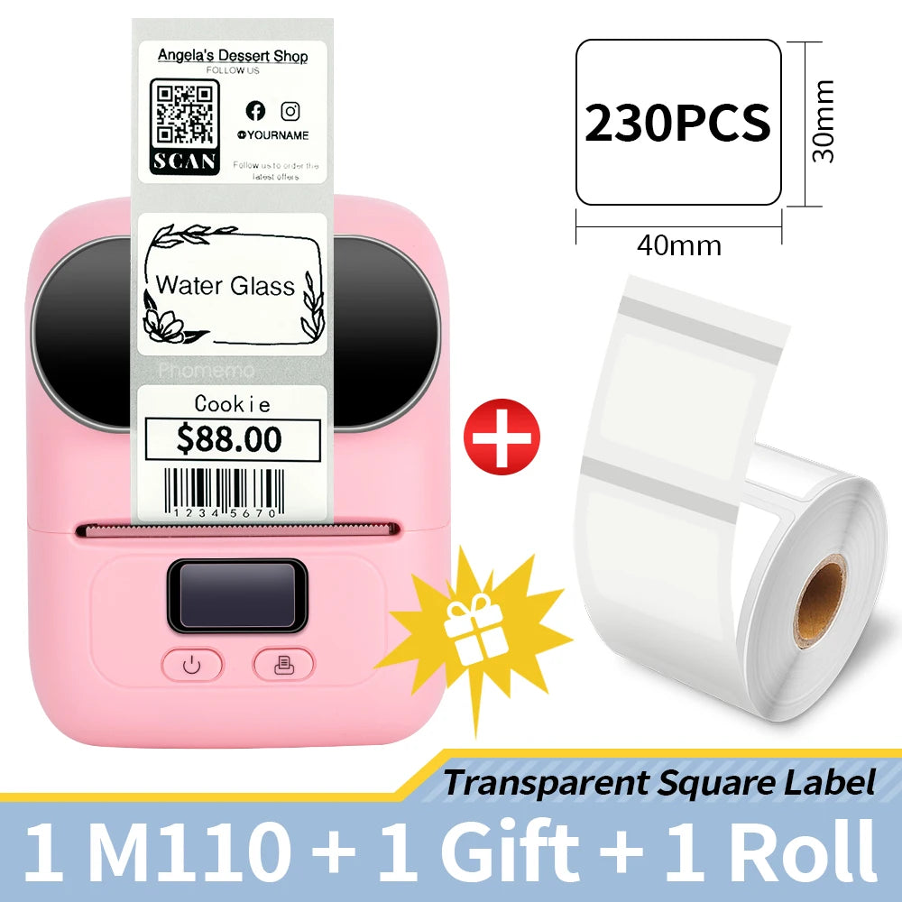 Phomemo M110 Self-adhesive Smart Thermal Label Printer for Business,Barcode Label, Price Tag, Address Wireless Sticker Printer