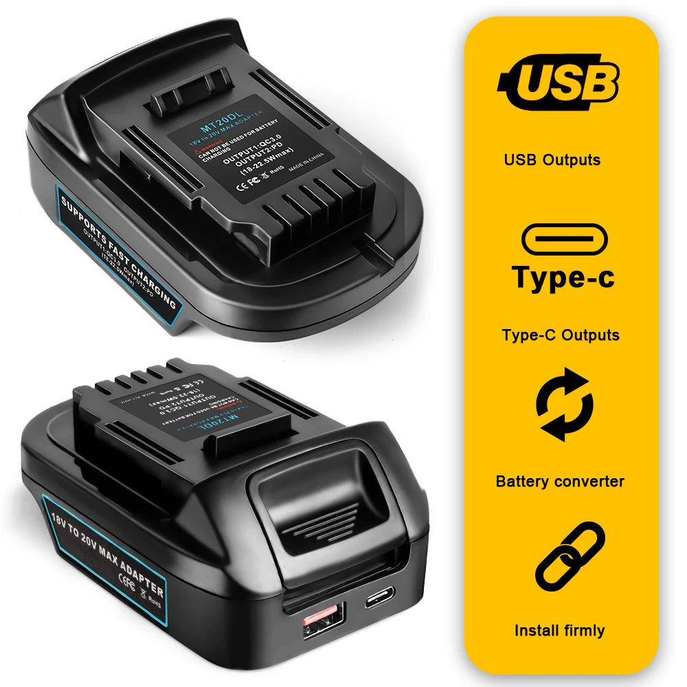 Waitley Battery Adapter for Makita 18V conversion to DEWALT 18V / 20V Batteries Power Tool Accessories Replaces DCB200