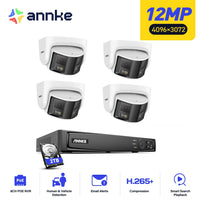 ANNKE 8MP 180°Panoramic Security Camera System POE Protection Dual Lens Camera Two Way Audio 8CH NVR Video CCTV Surveillance Kit