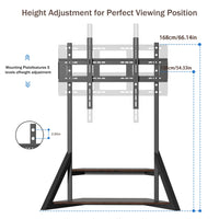 Adjustable Height Rolling Floor TV Stand Industrial Television TV Mount for 40-75 LCD LED Max Load 80KG