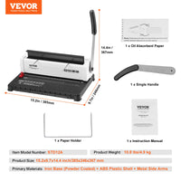 SucceBuy Coil Spiral Binding Machine Manual Book Maker 34-Holes Binding 120 Sheets Punch Binder Adjustable Coil Binding Spines