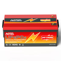 MOSEWORTH 24V 100Ah LiFePO4 Lithium Battery with 100A BMS 8000+ Deep Cycles Rechargeable Batteries for  Campers Trolling Motor