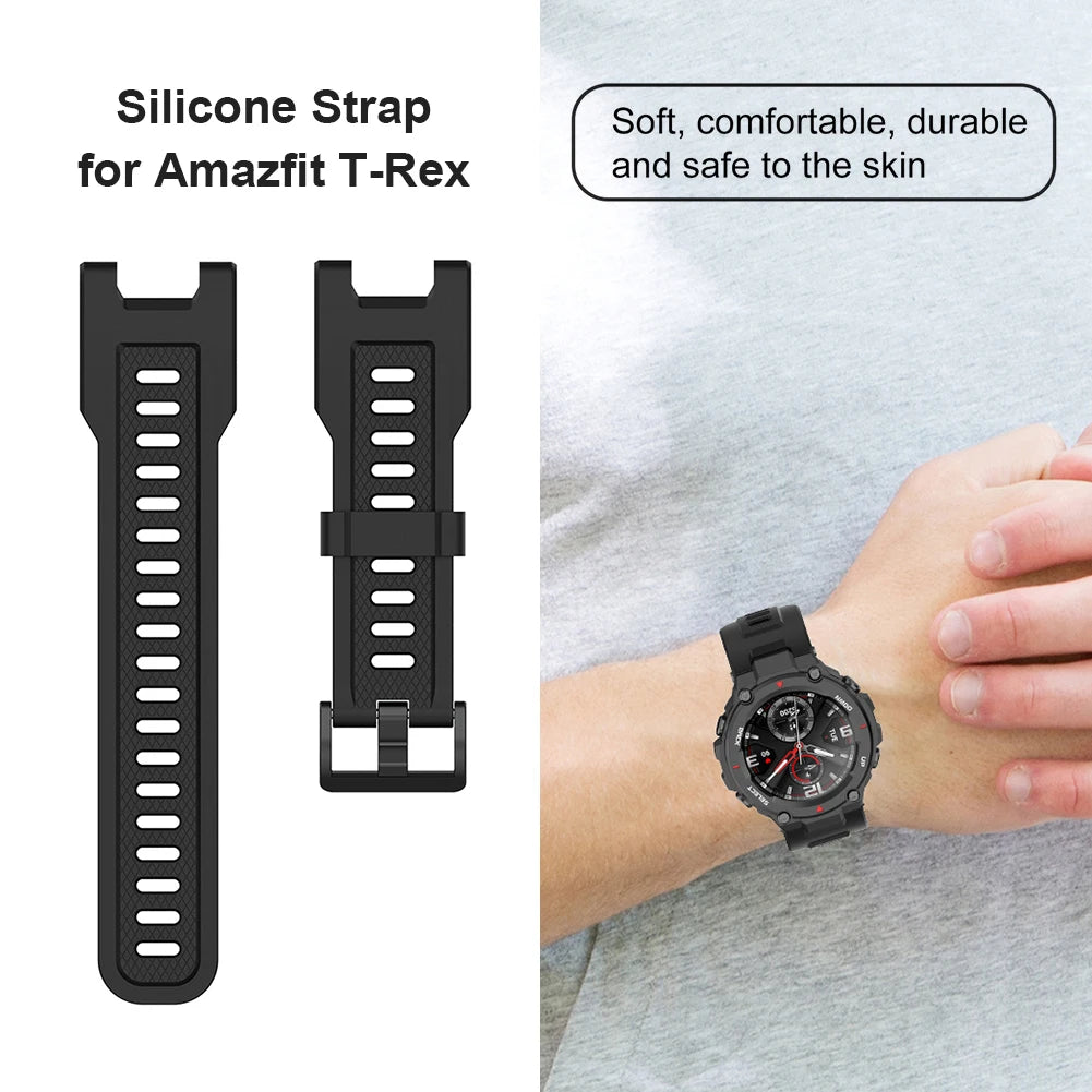 Silicone Watch Strap Band Replacement for Huami Amazfit T-Rex Pro/Amazfit T-Rex