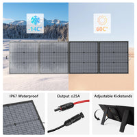 MHPOWOS 40V 220W Foldable Solar Panel, Waterproof IP67 Mobile Solar Charger for Power Supply, Laptop, Solar Generator, Fishing