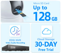 ZOSI C518 Indoor Pan/Tilt Smart Security IP Camera 2K 360° Baby Pet Monitor AI Human Tracking 2.4G/5G WiFi Surveillance Camera