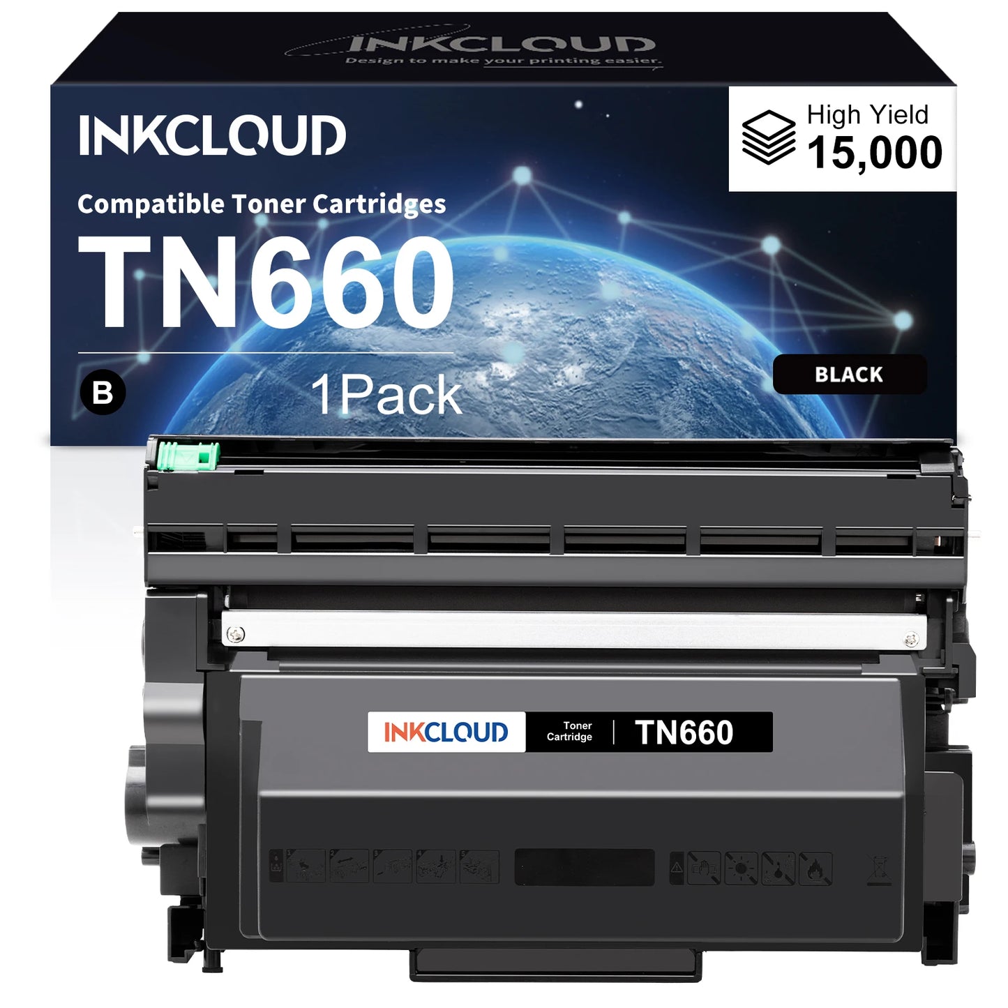 INKCLOUD TN660 Toner Cartridge Compatible for Brother TN660 TN630 DR630 HL-L2300D HL-L2360DW DCP-L2520DW MFC-L2700DW MFC-L2740DW