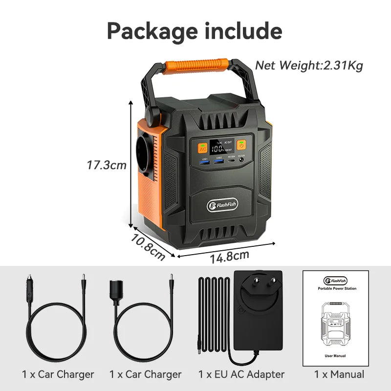FF Flashfish 200W Portable Power Station 151Wh Solar Generator 230V AC DC Batteries Supply Outdoor Battery for Solar Panel Drone