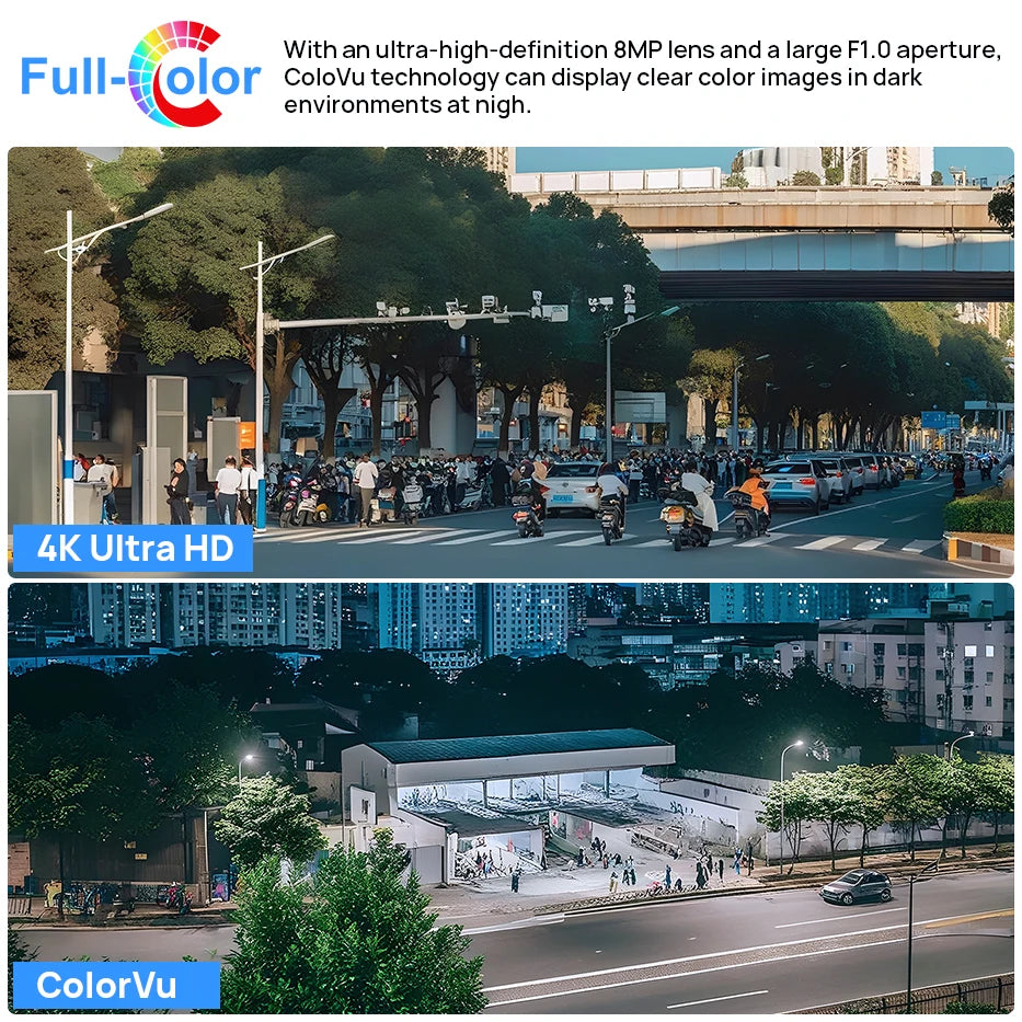 Hikvision Compatible 6/8MP Full Color Two-way Audio Turret IP Camera Vehicle Human Detection IP66 Outdoor Security Surveillance