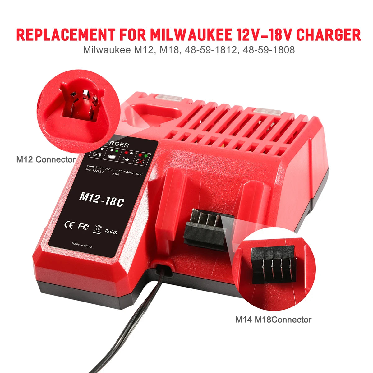 For Milwaukee 18V  M18 lithium 6.0Ah/9.0Ah XC Lithium Battery 48-11-1860 48-11-1850 48-11-1840 48-11-1820 Charger rechargeable P