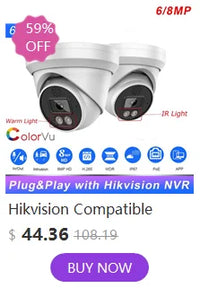 Hikvision Compatible 6/8MP Full Color Two-way Audio Turret IP Camera Vehicle Human Detection IP66 Outdoor Security Surveillance