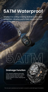 HAYLOU IRON N1 Smartwatchs 2.13’’ AMOLED Display 5ATM Waterproof Bluetooth Call Outdoor Sport Smart Watch 30 Days Battery Life