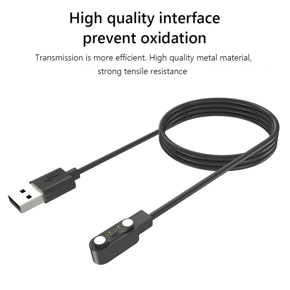 Magnetic Smart Watch Charger Multiple Protection USB 2 Pin Charging Cord 1M Smart Bracelet Charging Cable for Zeblaze Vibe 7 Pro