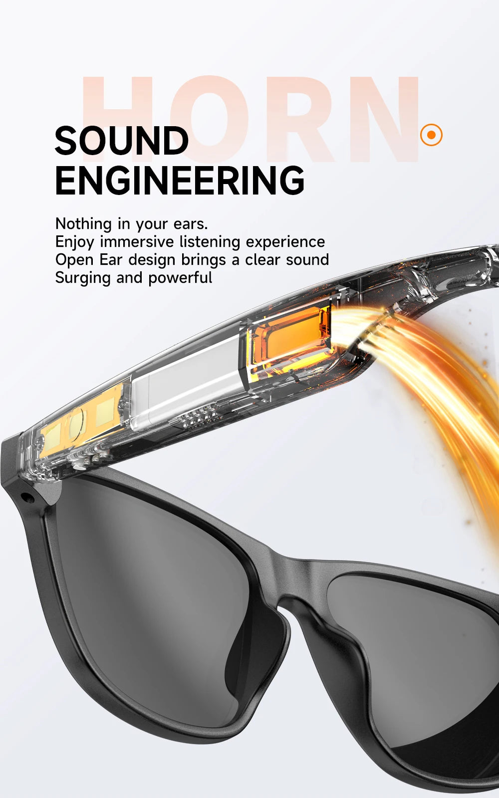 New smart glasses, support voice call, listen to music, touch operation, fashion wear, sunglasses lenses eye protection