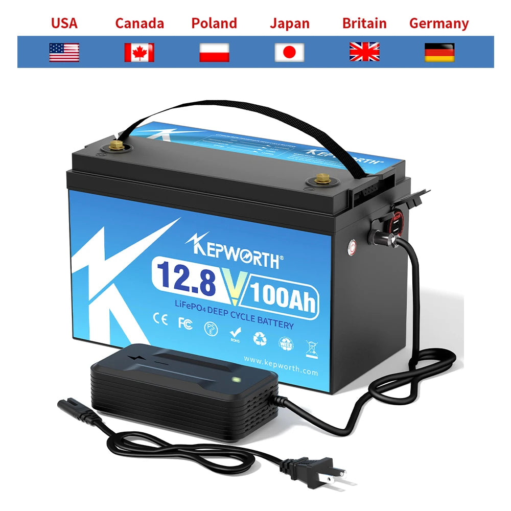 Limited Time Promotion EU Stock 12V Lifepo4 Battery 100Ah 120Ah 200Ah Support  Series/Parallel for RV Marine Trolling Motor