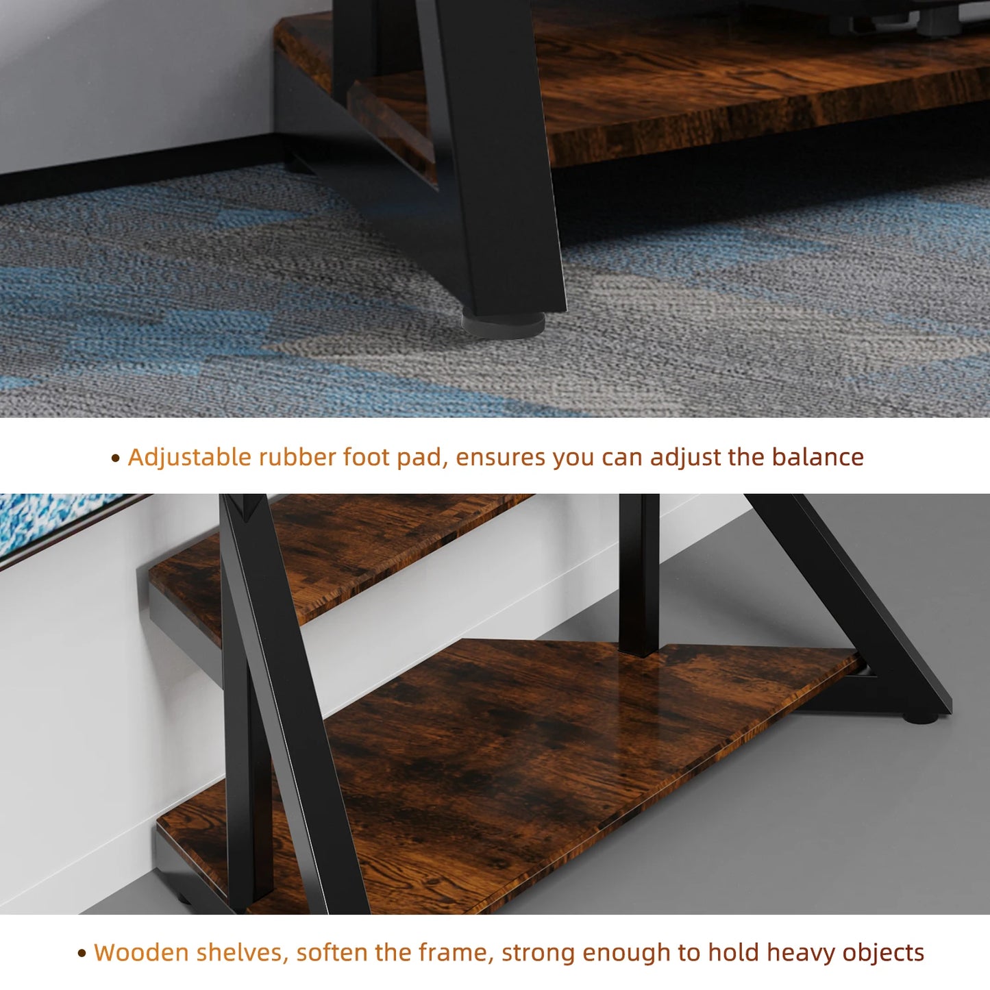 Adjustable Height Rolling Floor TV Stand Industrial Television TV Mount for 40-75 LCD LED Max Load 80KG