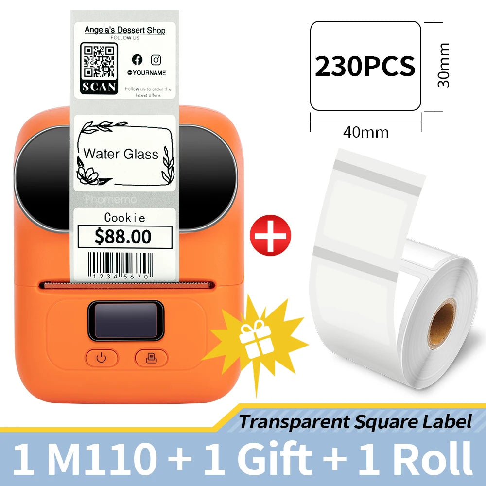Phomemo M110 Self-adhesive Smart Thermal Label Printer for Business,Barcode Label, Price Tag, Address Wireless Sticker Printer