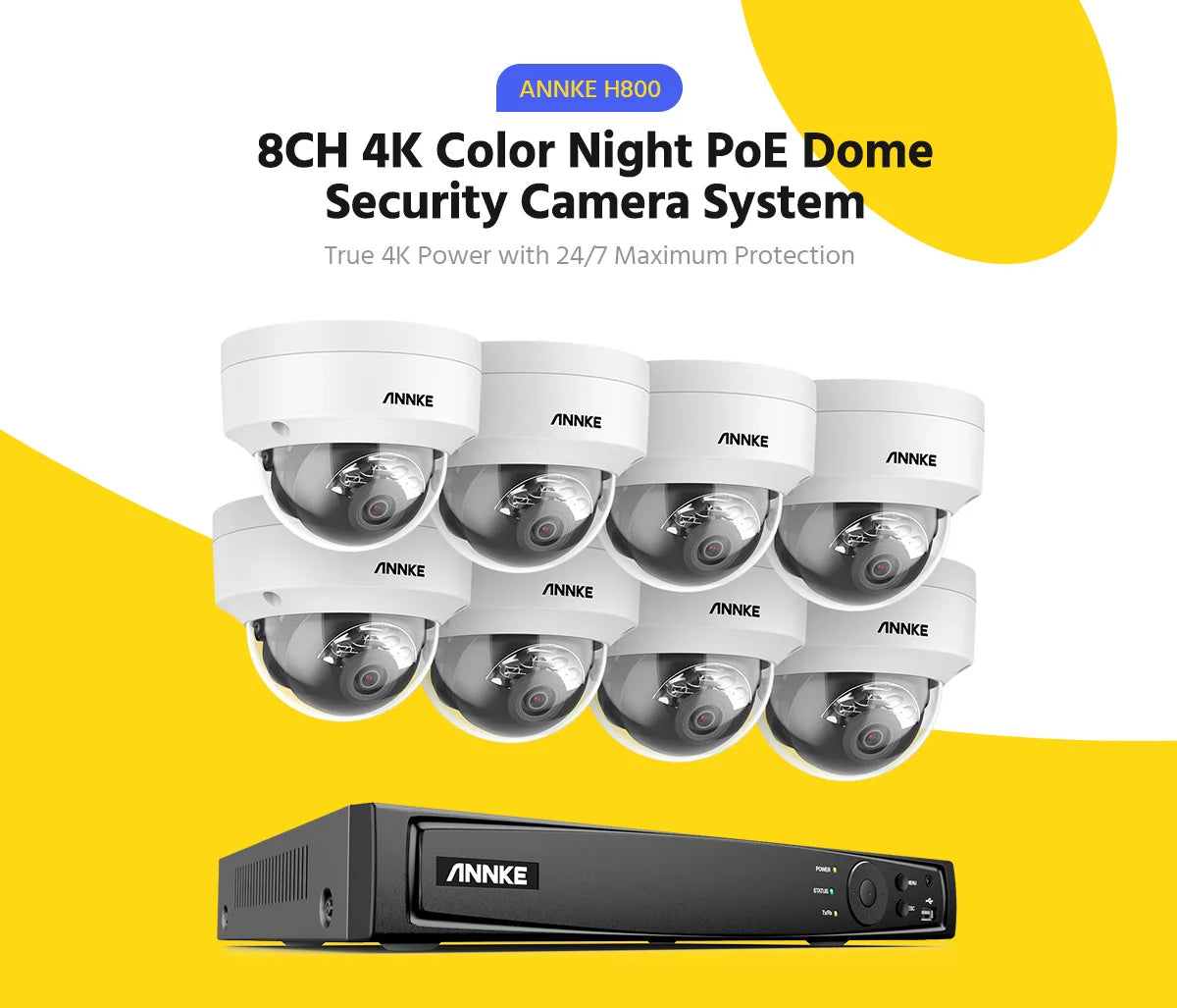 ANNKE 4K 8CH POE Network Video Surveillance System NVR Recorder With 8PCS 4PCS 8MP Audio Recording Security Ip Camera