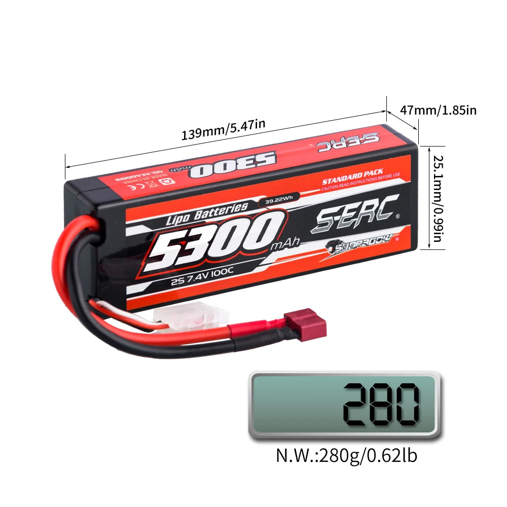 SUNPADOW Lipo Battery 5300mAh 2S 3S 4S 7.4V 11.1V 14.8V EC5 Plug 100C for RC Car Plane DJI Truck Tank Buggy Racing Boat Models