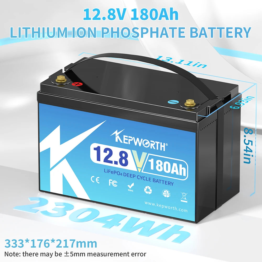 New 12V 180Ah Lithium Iron Phosphate Battery Upgraded BMS 6000 Cycles For RV Campers Golf Cart Off-Road Off-Grid Solar Wind