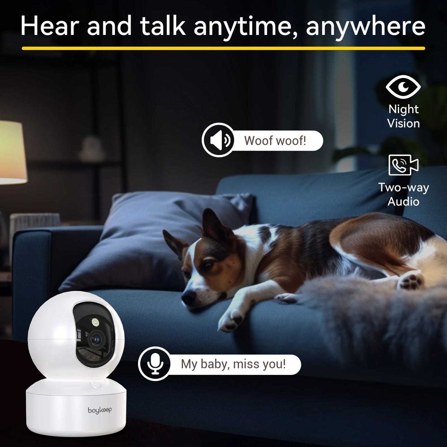 BoyKeep 2PCS Upgrade Camera Pet & Baby Surveillance Motion Capture 5G/2.4GHz, View Remotely 360° Night Vision Pan & Tilt 2-Way A