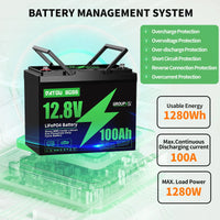 DATOUBOSS 24V 36V 48V 100Ah 1280Wh Lithium Battery Lifepo4 Built-in Smart BMS Max Charge Current 50A