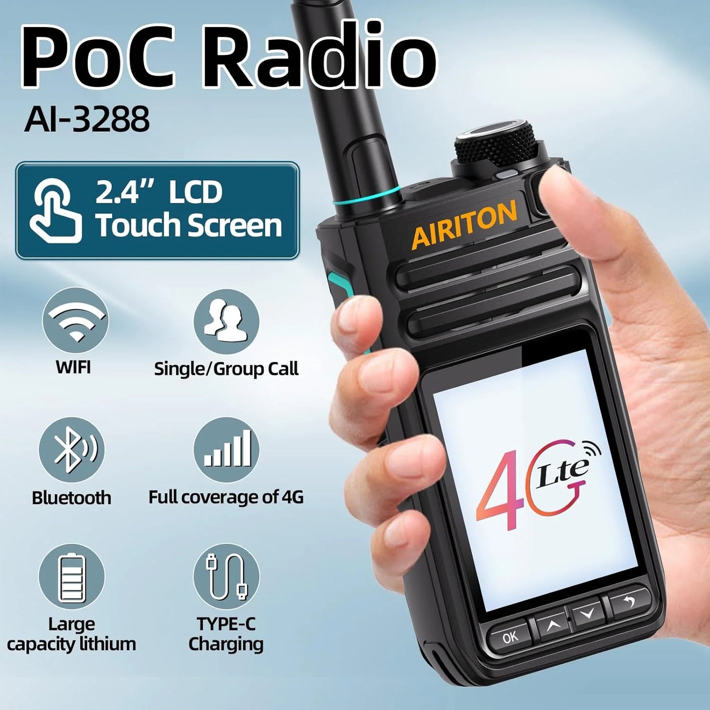 2X AI-G7 Global Network POC Radio Walkie Talkie 4G WiFi Unlimited Range Type-C Long Range Sim Card Two Way Radio for Hunting