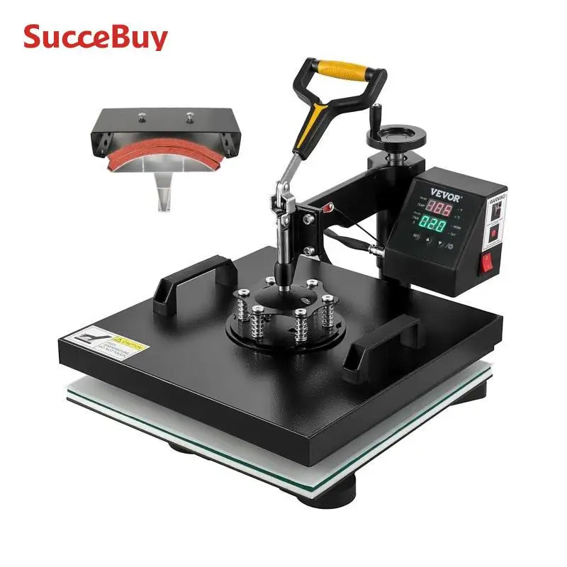 SucceBuy 2In1 Heat Press Machine 38*38CM 360 Degree Swing-Away Digital Sublimation Printer Transfer DIY T-shirt Cap