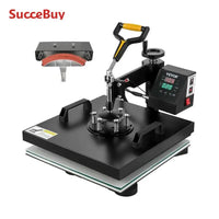 SucceBuy 2In1 Heat Press Machine 38*38CM 360 Degree Swing-Away Digital Sublimation Printer Transfer DIY T-shirt Cap