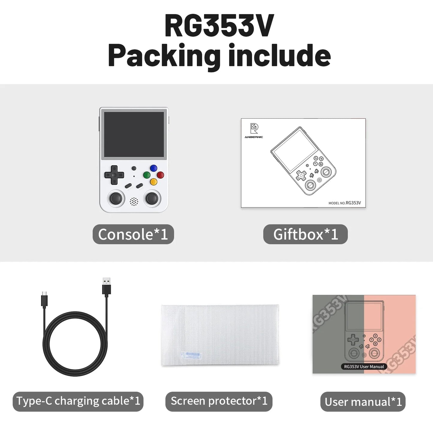 ANBERNIC RG353V RG353VS Handheld Game Console 3.5'' IPS Screen HDMI Output Android Linux OS Supports Wift Built-in 20000 Games