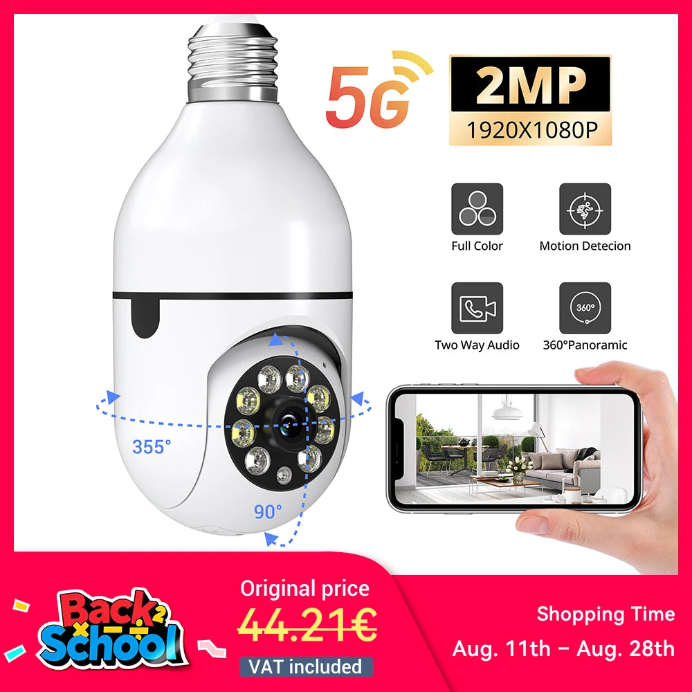 4PC Boykeep Light Bulb Security Cameras, Wireless 5G WiFi ,Ease Life APP,360 Degree E27 1080P Cam,Night Vision,Motion Detection