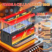 MOSEWORTH 24V 100Ah LiFePO4 Lithium Battery with 100A BMS 8000+ Deep Cycles Rechargeable Batteries for  Campers Trolling Motor