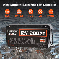 Humsienk 12V 20Ah 100Ah 200Ah 314Ah LiFePO4 Battery Rechargeable Cells 15000 Cycle BMS For RV/ Vans/ Camping/ Home Storage/Solar