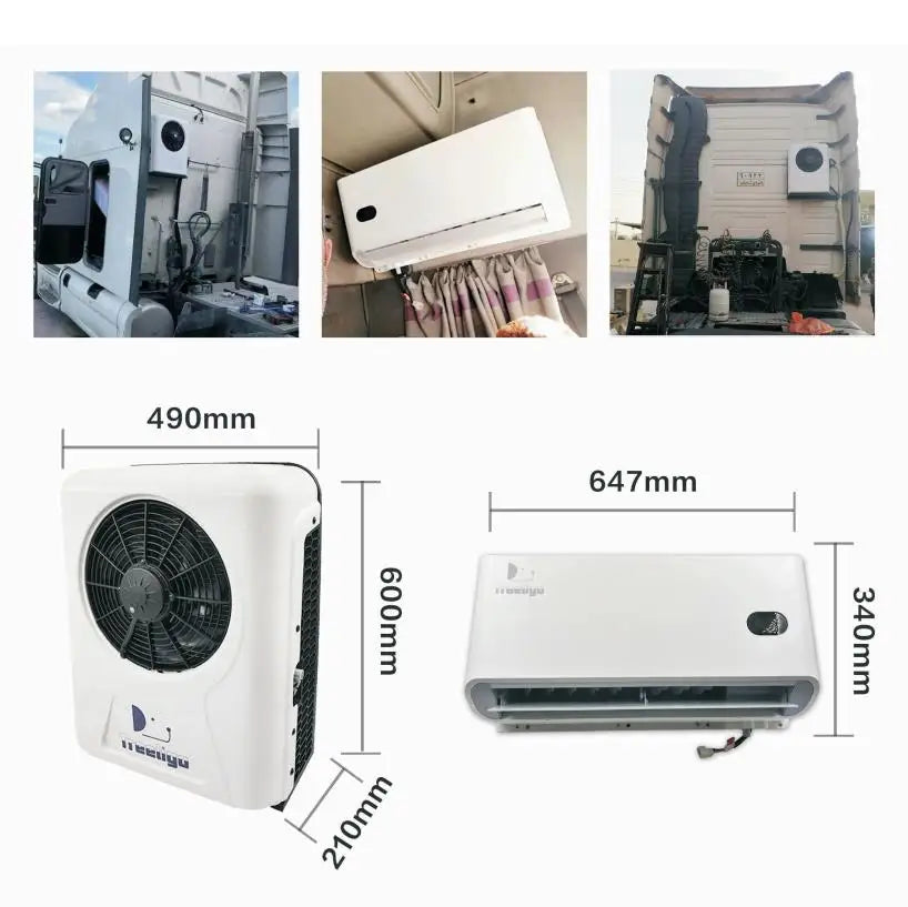 Treeligo 10500BTU Car Electric Parking Cooling Air Conditioner 12V/24V Split Air AC Unit for Truck Caravan Camper Van RV