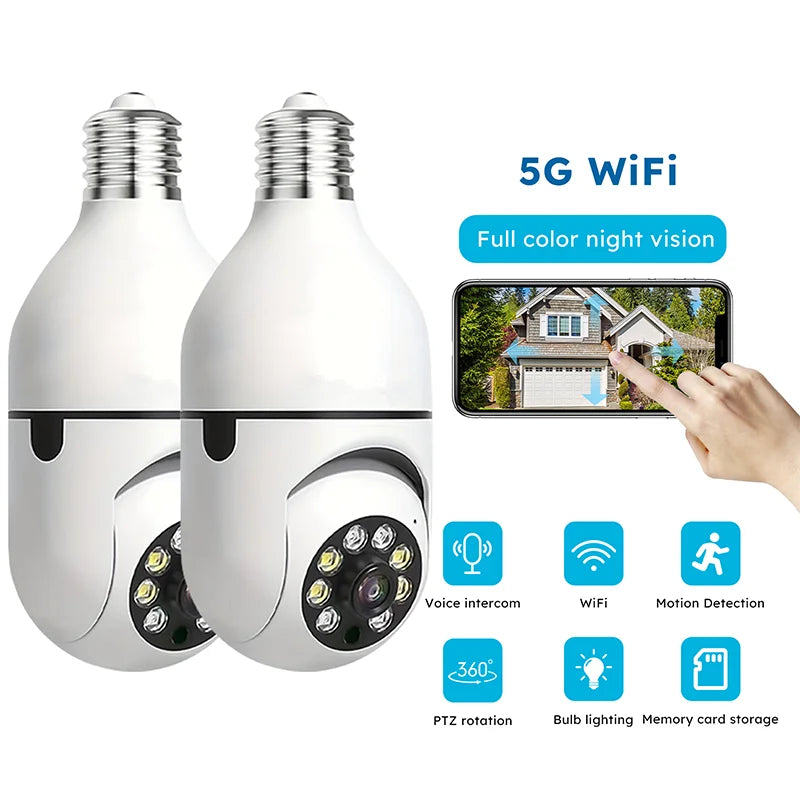 4PC Boykeep Light Bulb Security Cameras, Wireless 5G WiFi ,Ease Life APP,360 Degree E27 1080P Cam,Night Vision,Motion Detection