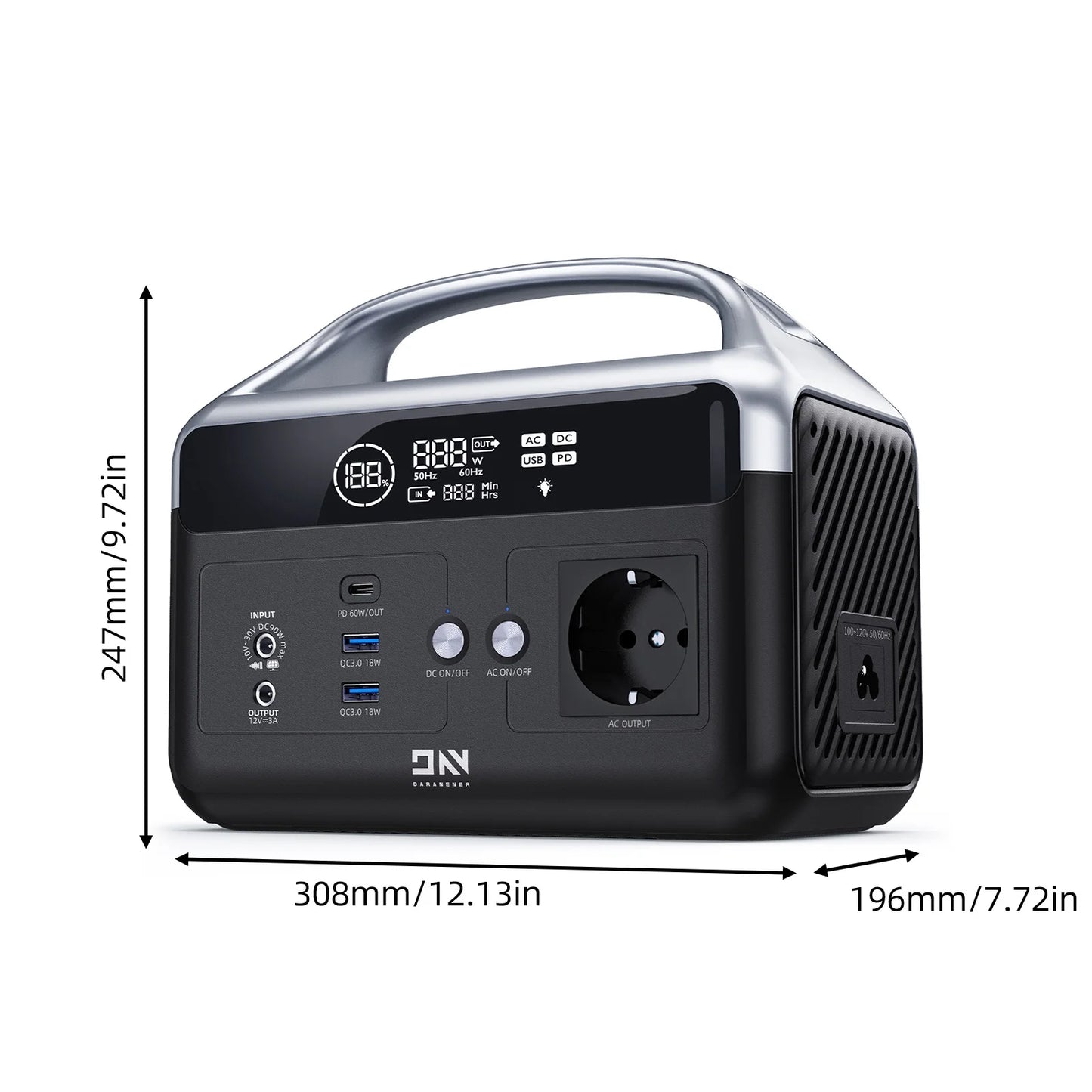 DaranEner NEOZ Portable Power Station 300W 179.2Wh LiFePO4 Battery AC DC Outdoor Pure Sine Wave Emergency Backup Power Supply