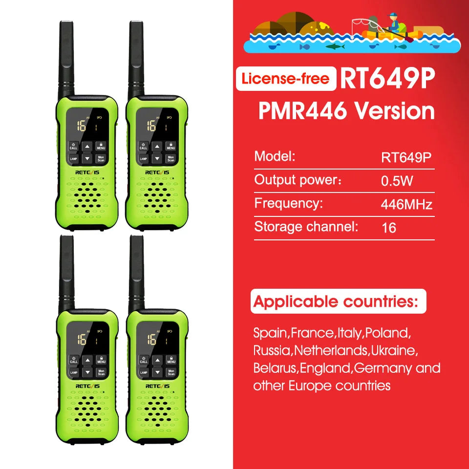 Retevis RT649P Waterproof Walkie Talkies Floating NOAA 1200mAh Rechargeable SOS Flashlight for Emergency Camping Kayaking (2Pcs)