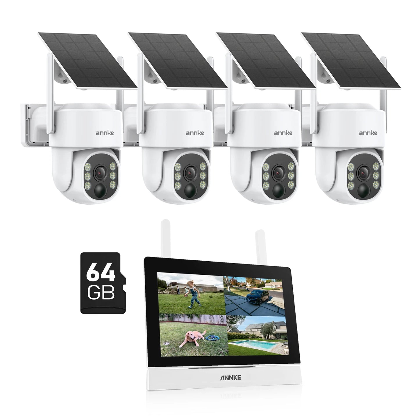 Annke 4MP solar security cameras 4CH NVR Video Surveillance Kit color Night Vision Two-way voice 2k wireless security cameras