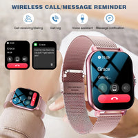 Sports smart watch, fitness activity detector, Bluetooth calling, message reminder view, unisex, suitable for Android and iPhone