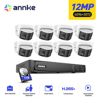 ANNKE 8MP 180°Panoramic Security Camera System POE Protection Dual Lens Camera Two Way Audio 8CH NVR Video CCTV Surveillance Kit